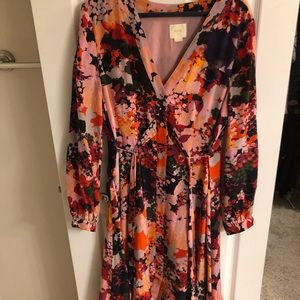 Anthropologie Maeve pink flower dress